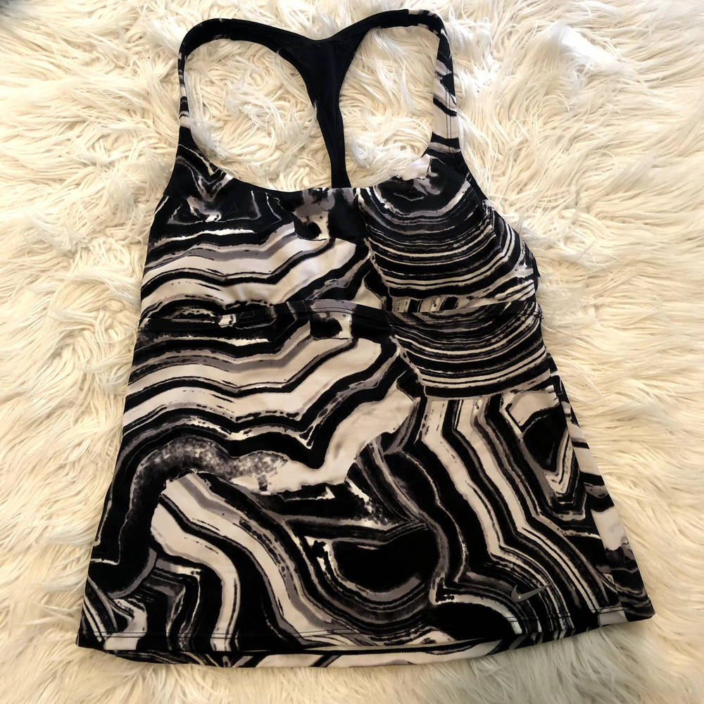 nike marble black white swirl tank top size medium